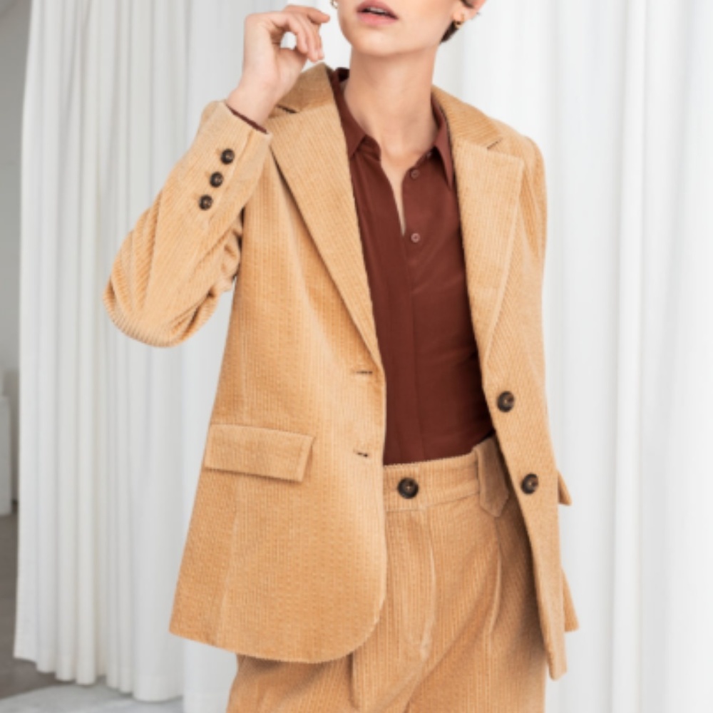 & Other Stories Tan Corduroy Blazer Small